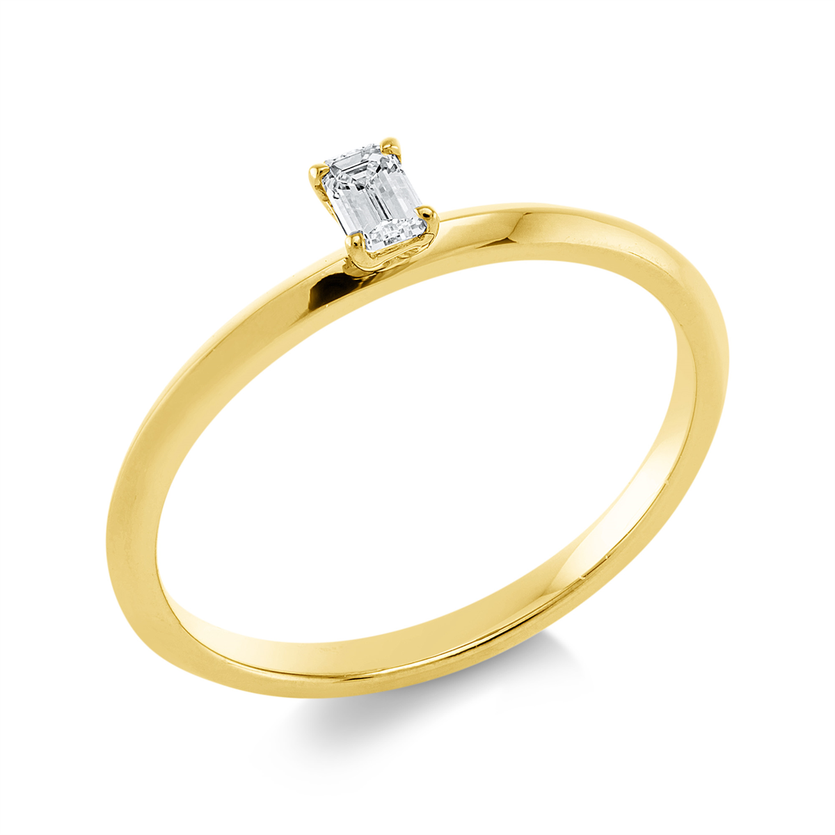 Solitaire Ring 4er-Krappe 18kt Gelbgold mit 0,14ct Diamanten