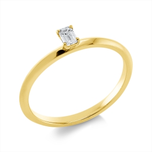 Solitaire Ring 4er-Krappe 18kt Gelbgold mit 0,14ct Diamanten