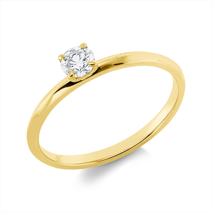 Solitaire Ring 4er-Krappe 18kt Gelbgold mit 0,20ct Diamanten