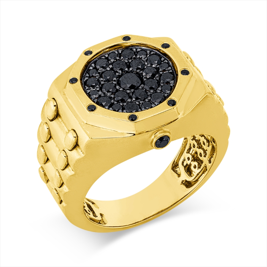 Ring 18 kt GG, Fassung teils schwarz rhodinie