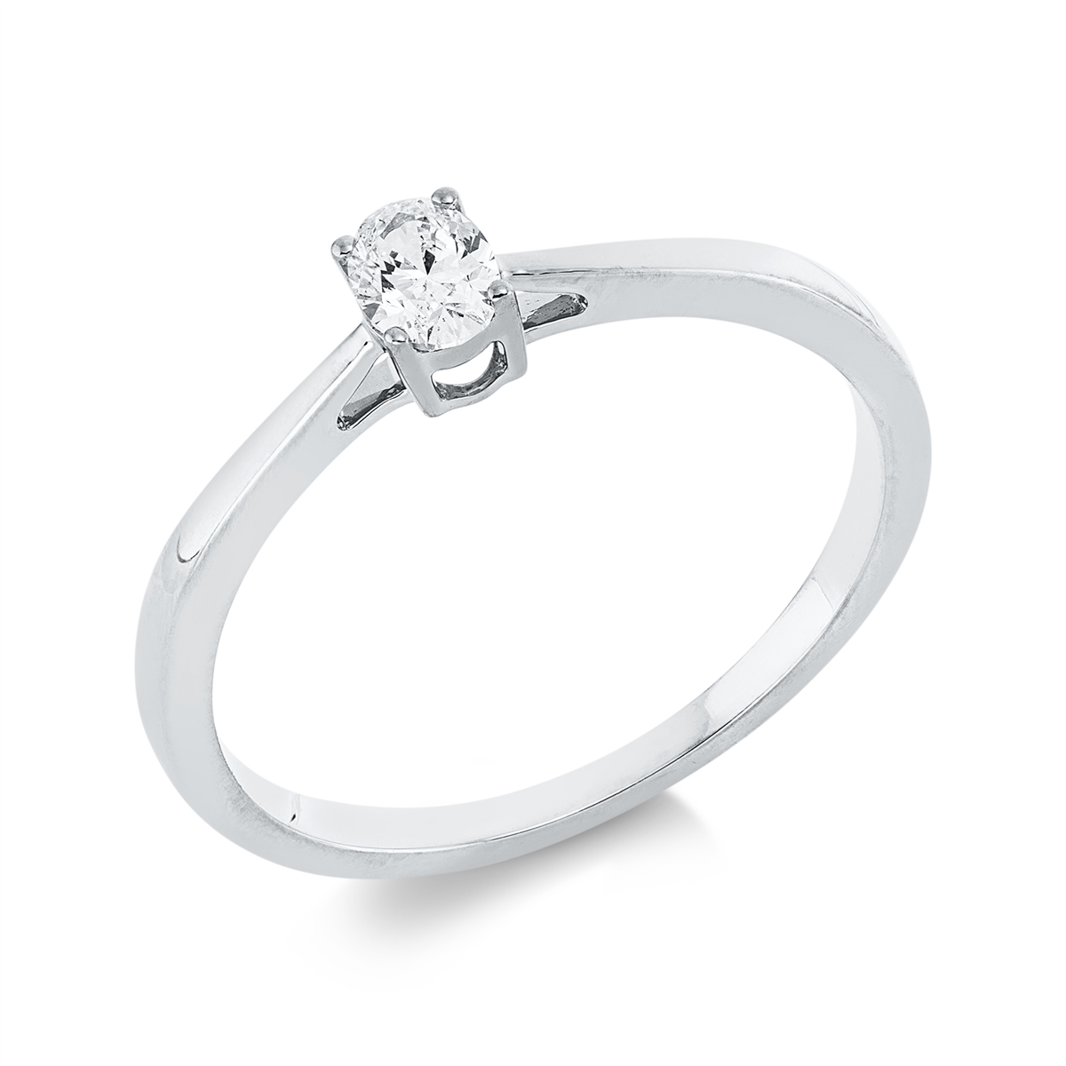 Solitaire Ring 4er-Krappe 18kt Weißgold mit 0,19ct Diamanten