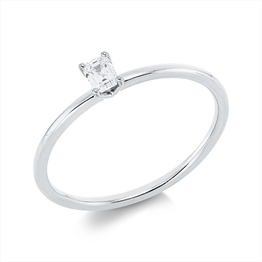 Solitaire Ring 4er-Krappe 18kt Weißgold mit 0,17ct Diamanten