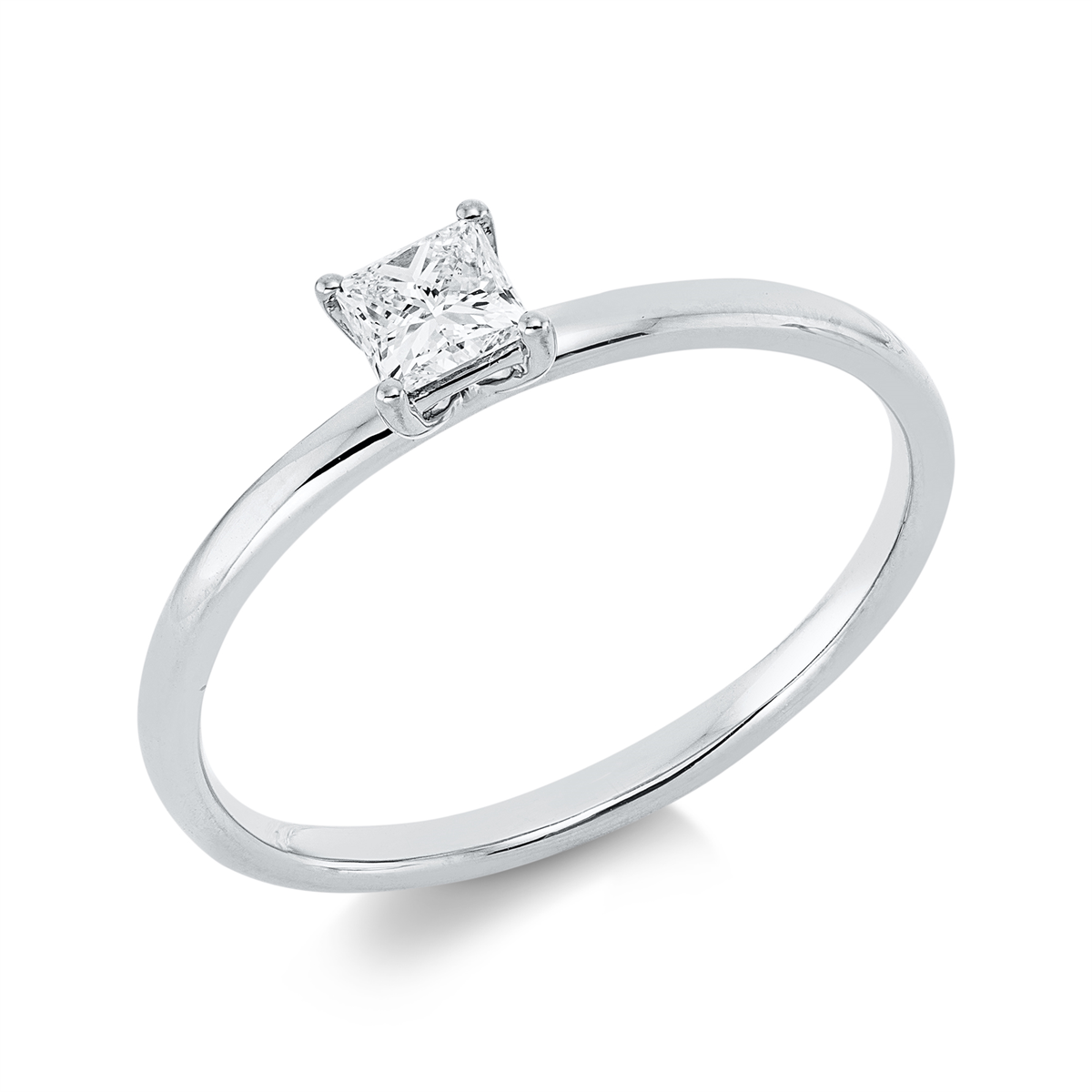 Solitaire Ring 4er-Krappe 18kt Weißgold mit 0,28ct Diamanten