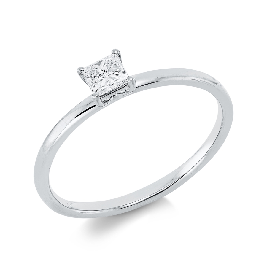 Solitaire Ring 4er-Krappe 18kt Weißgold mit 0,28ct Diamanten