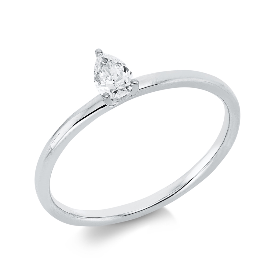 Solitaire Ring 3er-Krappe 18kt Weißgold mit 0,20ct Diamanten