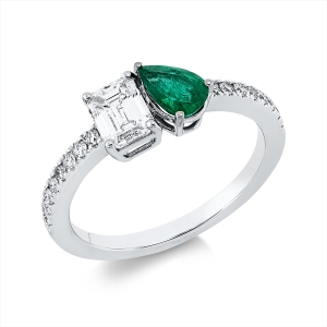 Ring 18 kt WG, Krappen vergoldet