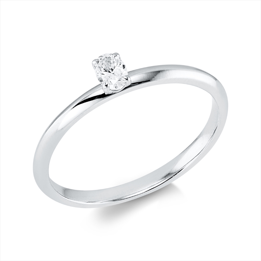 Solitaire Ring 4er-Krappe 18kt Weißgold mit 0,14ct Diamanten