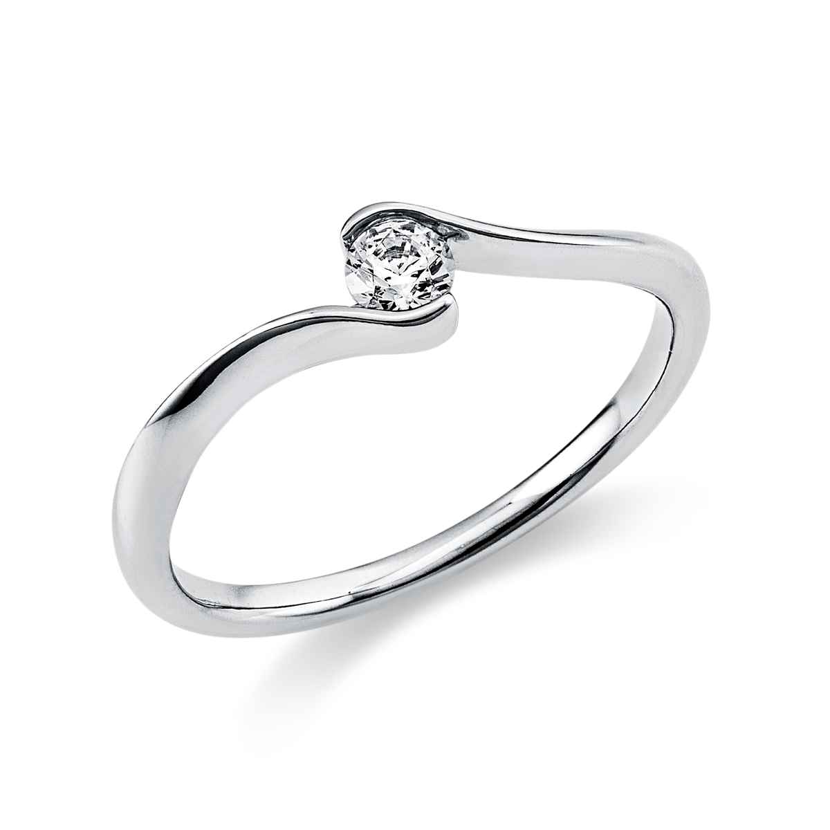 Solitaire Ring  18kt Weißgold mit 0,15ct Diamanten