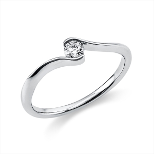 Solitaire Ring  18kt Weißgold mit 0,15ct Diamanten