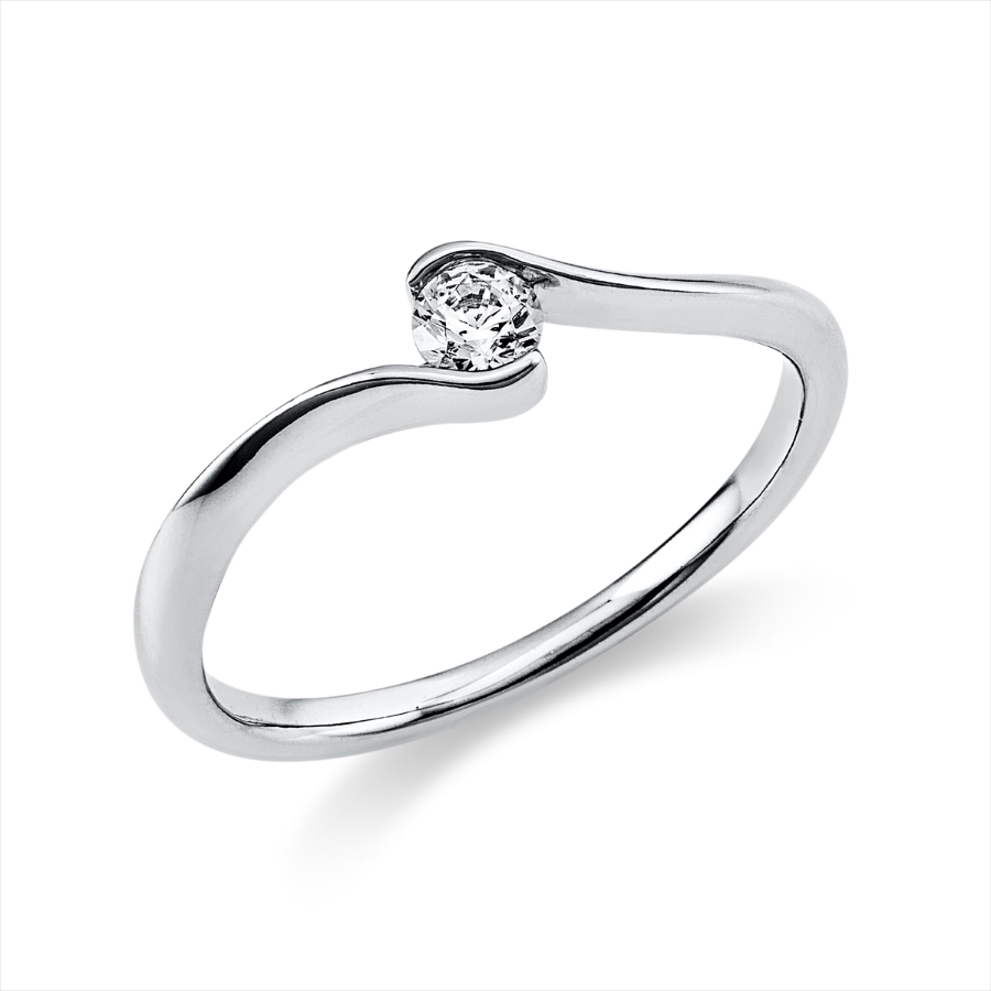 Solitaire Ring  18kt Weißgold mit 0,15ct Diamanten