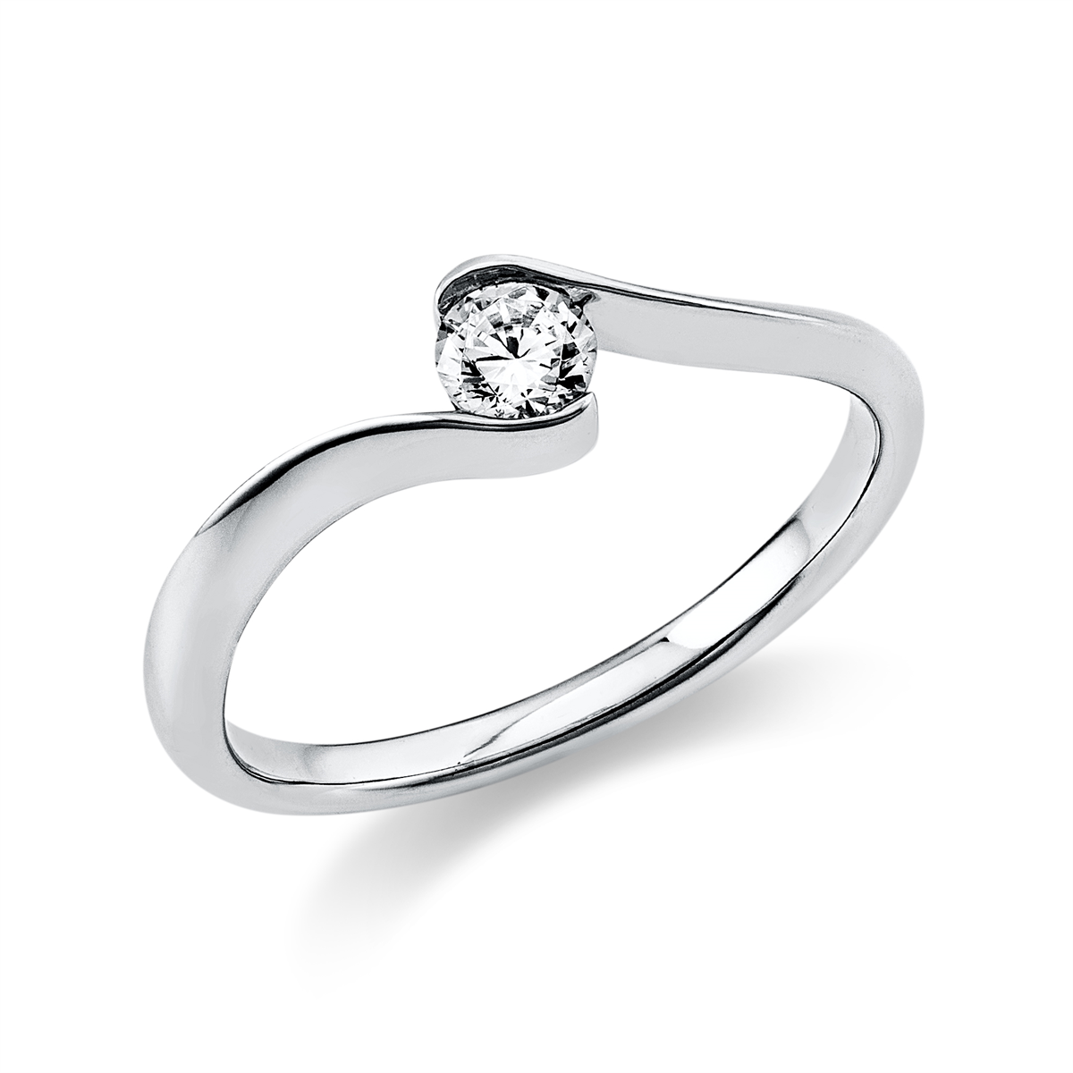 Solitaire Ring  18kt Weißgold mit 0,20ct Diamanten