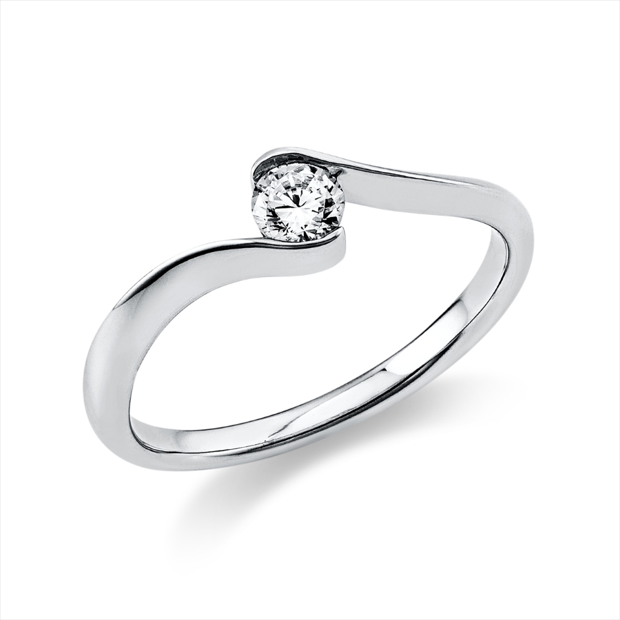 Solitaire Ring  18kt Weißgold mit 0,20ct Diamanten