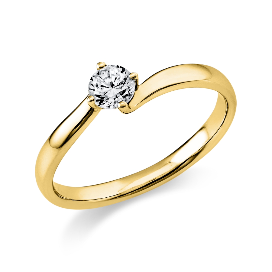 Solitaire Ring 4er-Krappe 18kt Gelbgold mit 0,25ct Diamanten