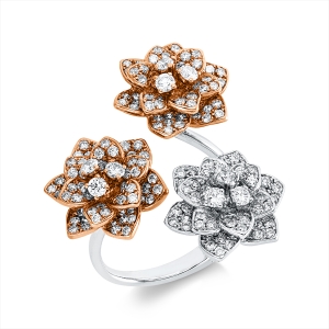 Ring 18 kt WG+GG+RG Blume/Blumen