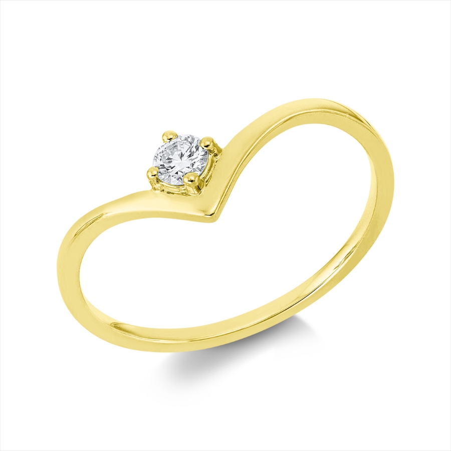 Solitaire Ring 4er-Krappe 18kt Gelbgold mit 0,11ct Diamanten