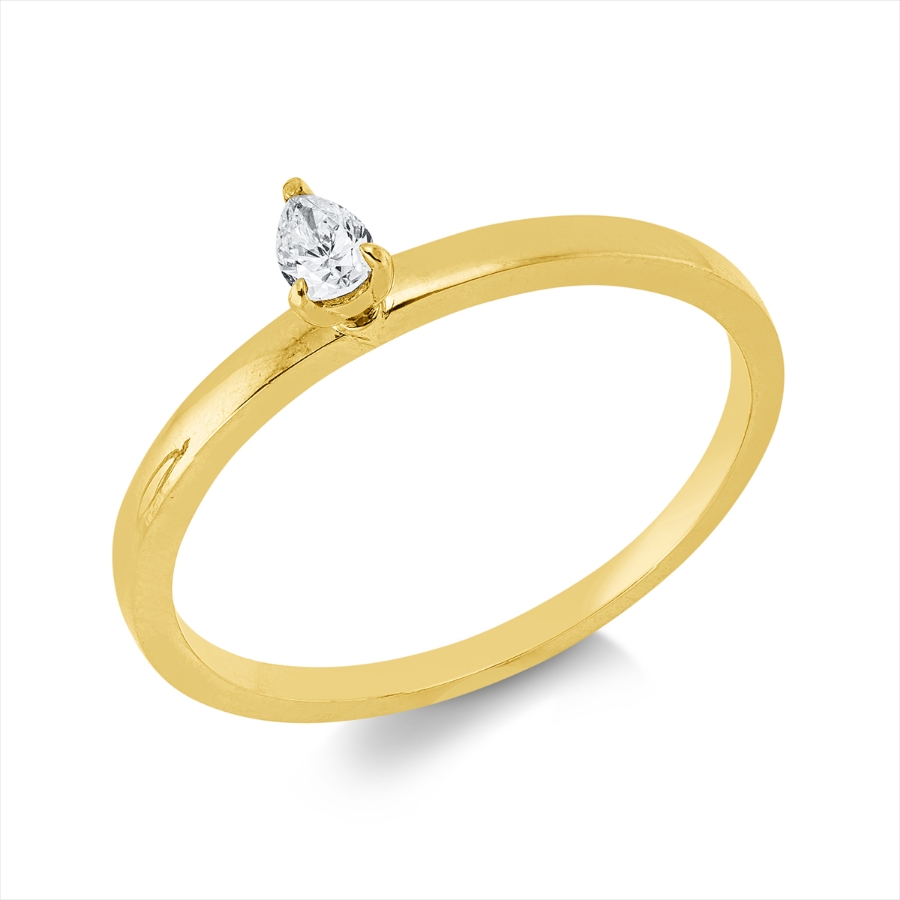 Solitaire Ring 3er-Krappe 18kt Gelbgold mit 0,09ct Diamanten
