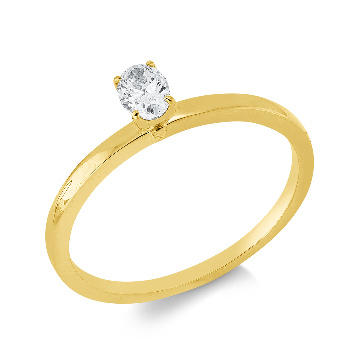 Solitaire Ring 4er-Krappe 18kt Gelbgold mit 0,23ct Diamanten