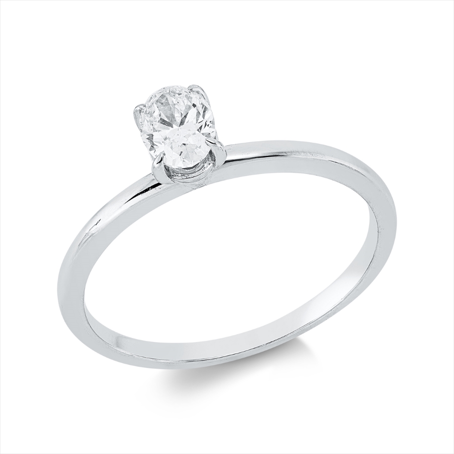 Solitaire Ring 4er-Krappe 18kt Weißgold mit 0,39ct Diamanten