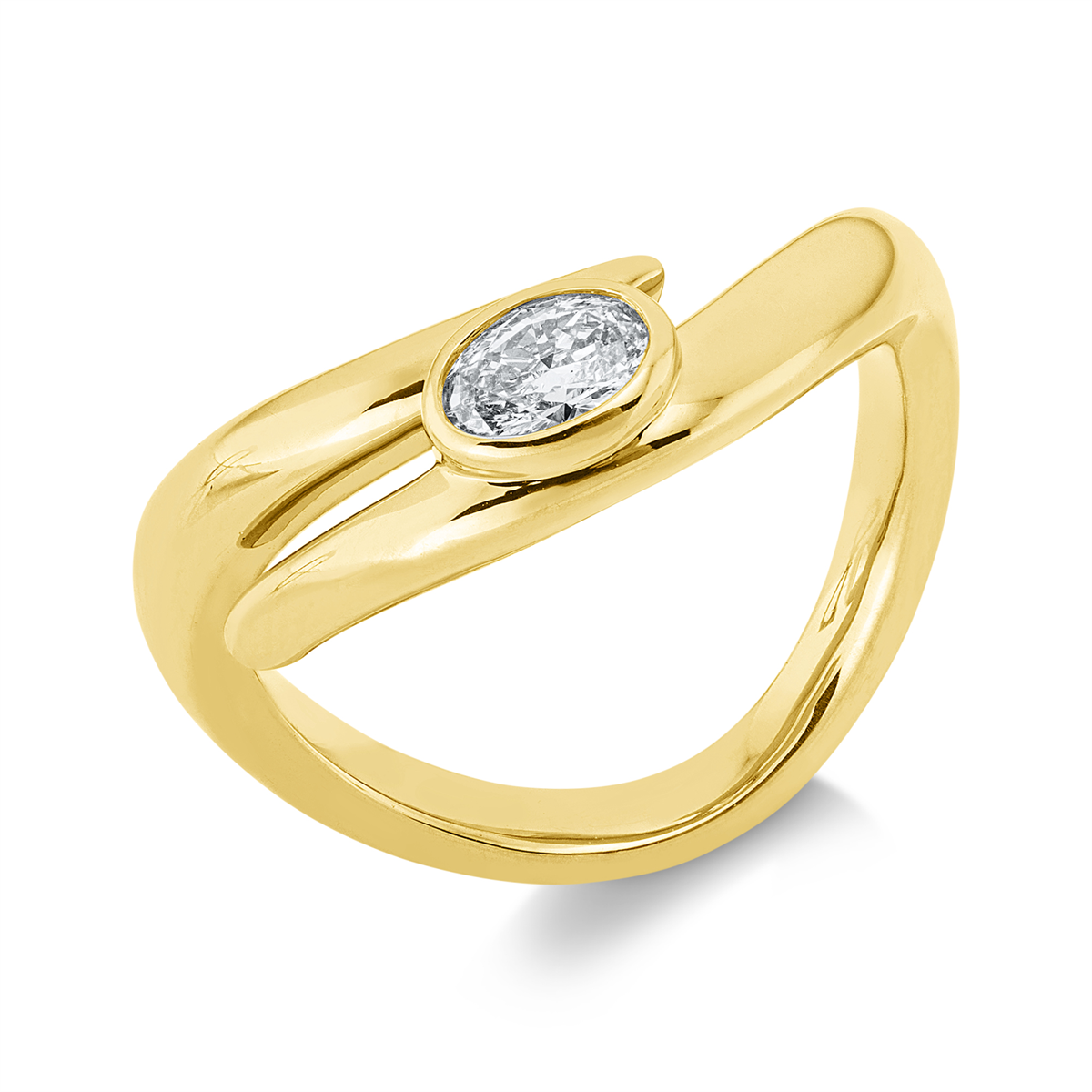 Solitaire Ring Zarge 18kt Gelbgold mit 0,28ct Diamanten