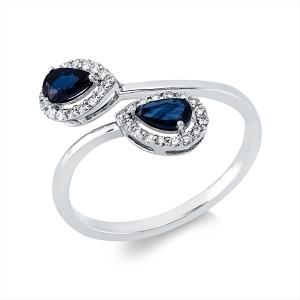 Ring 3er-Krappe 18 kt WG Tropfen