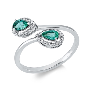 Ring 3er-Krappe 18 kt WG Tropfen
