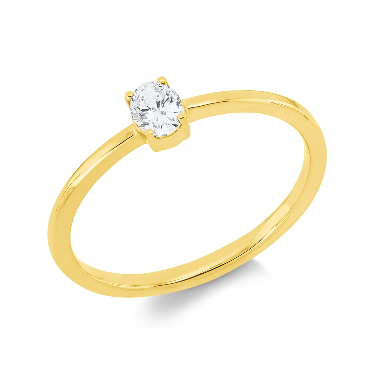 Solitaire Ring 4er-Krappe 18kt Gelbgold mit 0,20ct Diamanten