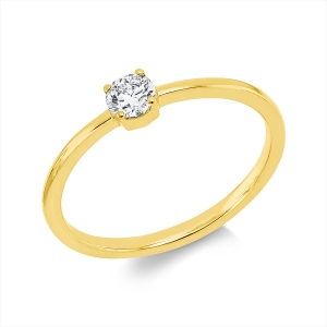 Solitaire Ring 4er-Krappe 18kt Gelbgold mit 0,20ct Diamanten