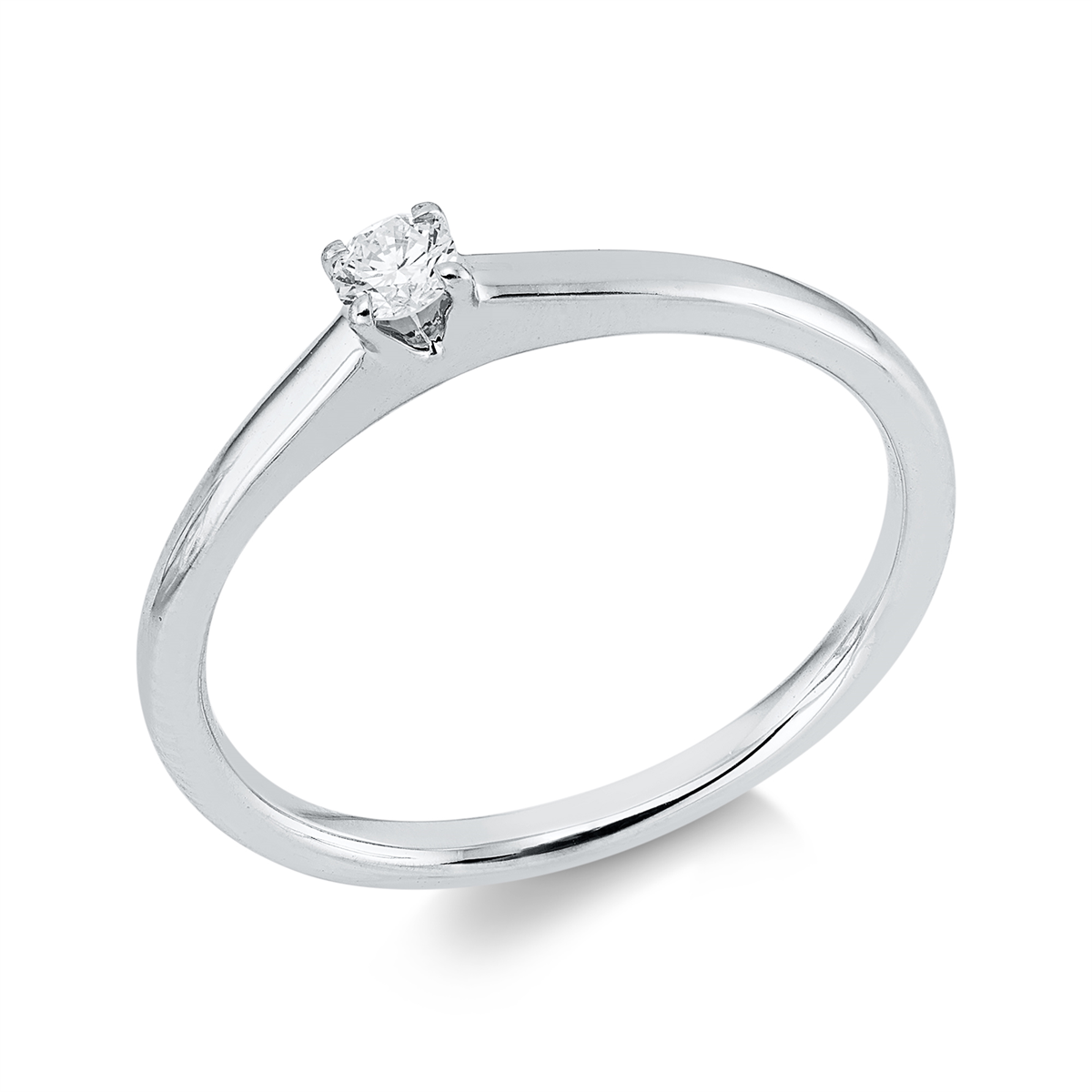 Solitaire Ring 4er-Krappe 18kt Weißgold mit 0,10ct Diamanten