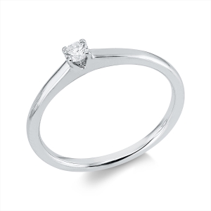 Solitaire Ring 4er-Krappe 18kt Weißgold mit 0,10ct Diamanten