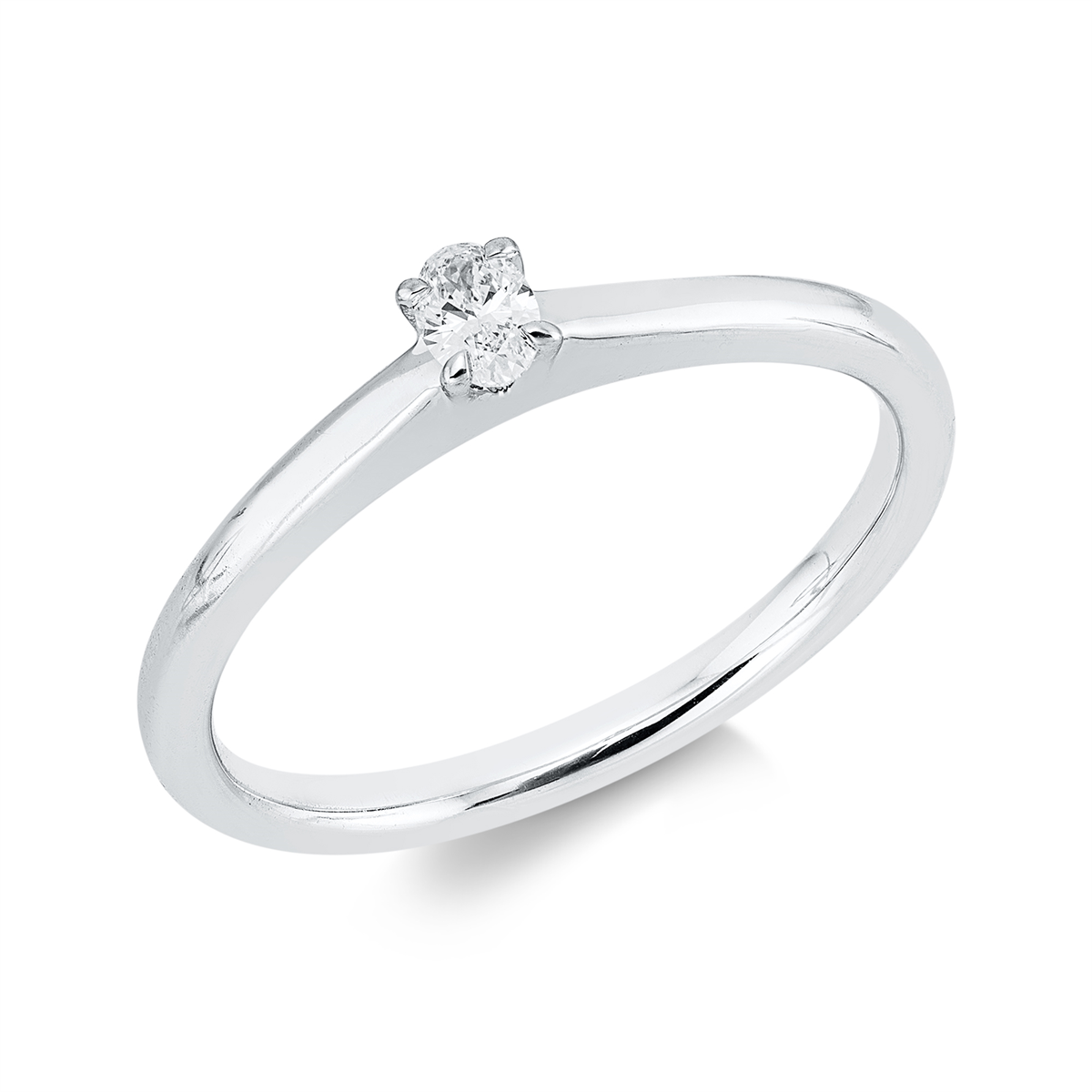 Solitaire Ring 4er-Krappe 18kt Weißgold mit 0,11ct Diamanten
