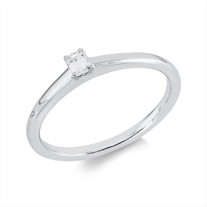 Solitaire Ring 4er-Krappe 18kt Weißgold mit 0,10ct Diamanten