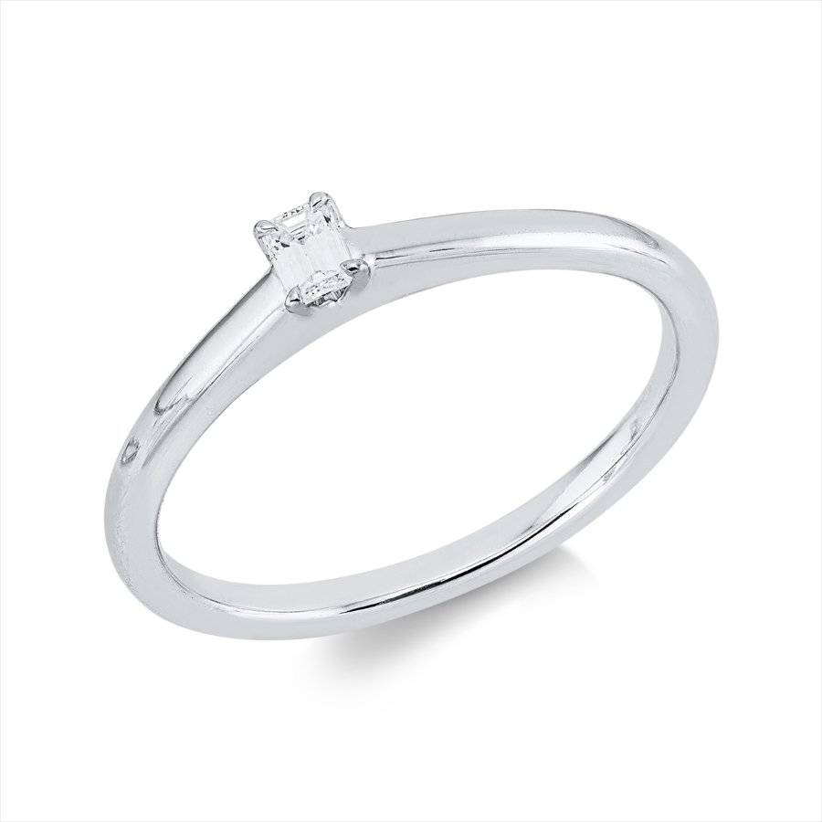 Solitaire Ring 4er-Krappe 18kt Weißgold mit 0,10ct Diamanten