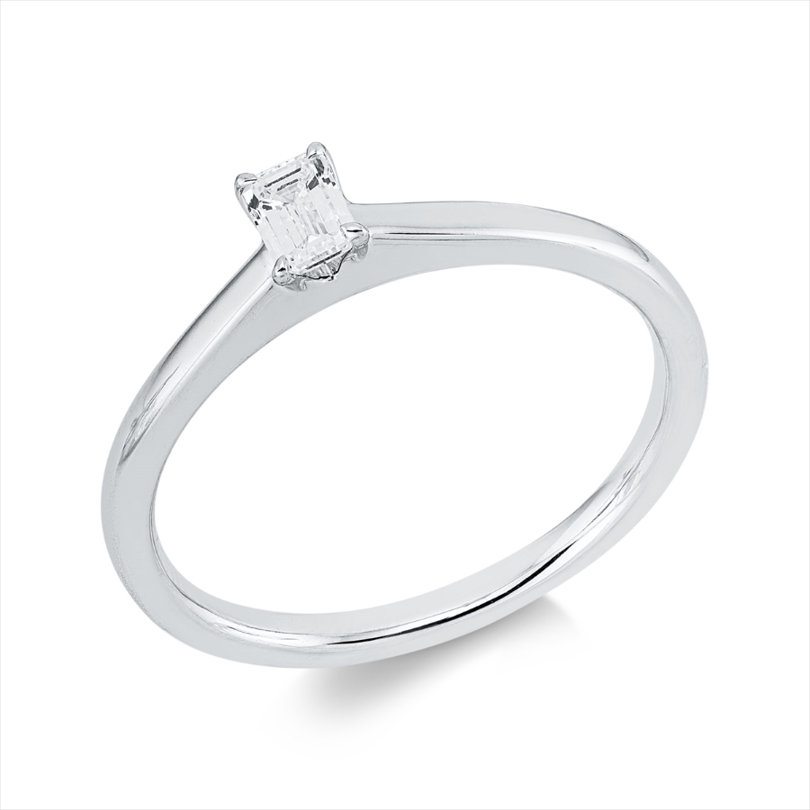 Solitaire Ring 4er-Krappe 18kt Weißgold mit 0,21ct Diamanten