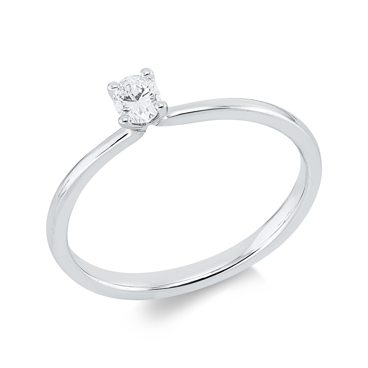 Solitaire Ring 4er-Krappe 18kt Weißgold mit 0,18ct Diamanten