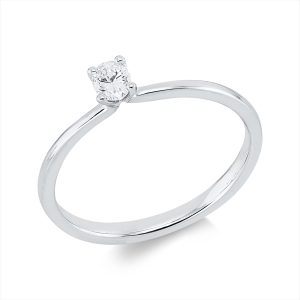 Solitaire Ring 4er-Krappe 18kt Weißgold mit 0,18ct Diamanten