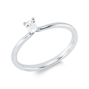 Solitaire Ring 4er-Krappe 18kt Weißgold mit 0,17ct Diamanten