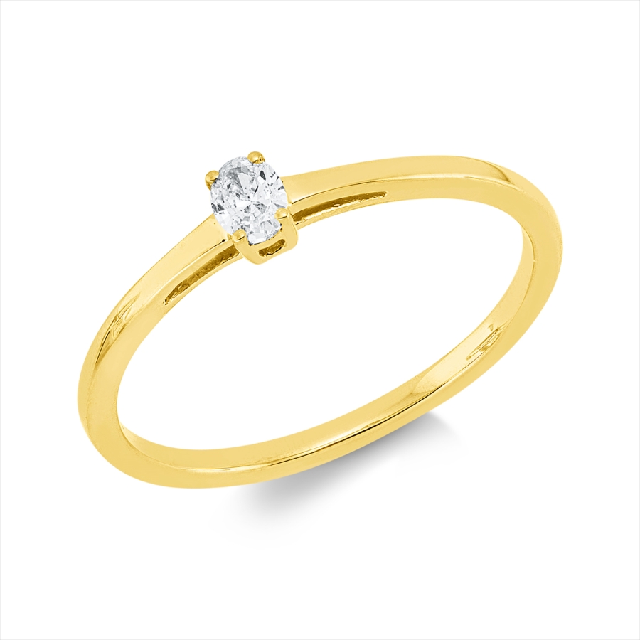 Solitaire Ring 4er-Krappe 18kt Gelbgold mit 0,11ct Diamanten