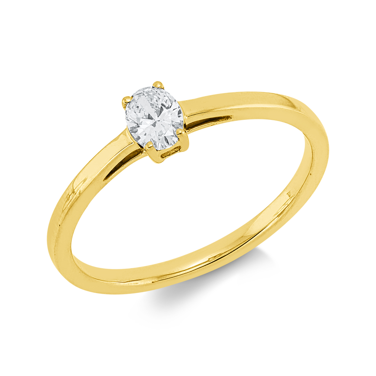 Solitaire Ring 4er-Krappe 18kt Gelbgold mit 0,23ct Diamanten
