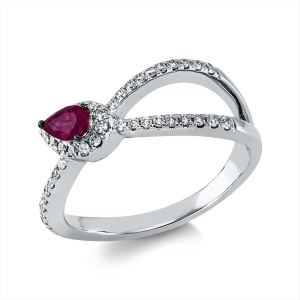 Ring 3er-Krappe 14 kt WG, Fassung teils schwarz rhodinie