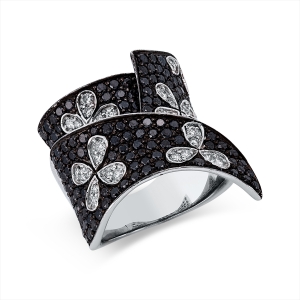 Ring 18 kt WG, Fassung teils schwarz rhodinie