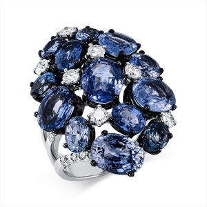 Ring 18 kt WG, Fassung teils schwarz rhodinie