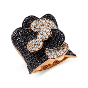Ring 18 kt RG, Fassung teils schwarz rhodinie
