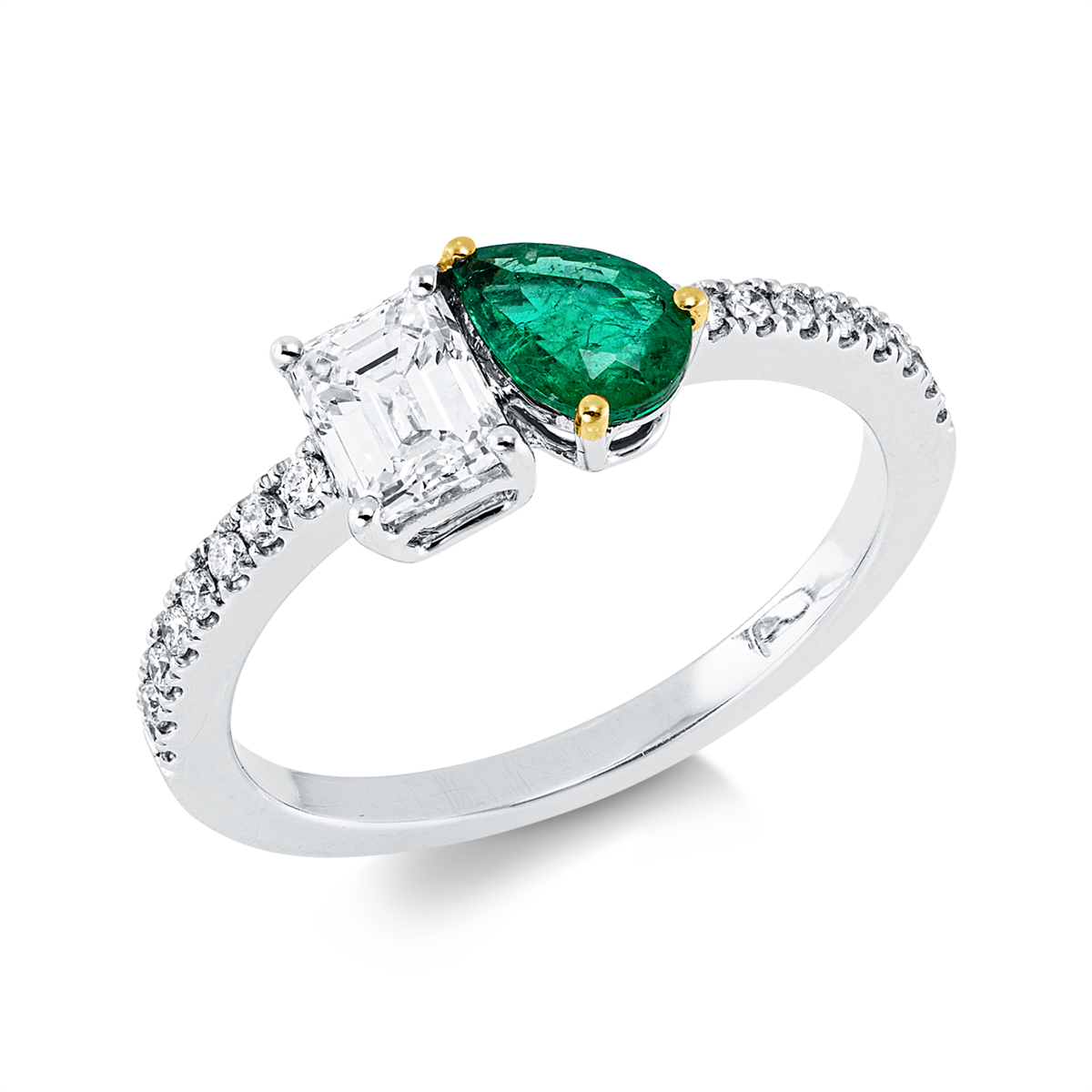 Ring 18 kt WG, Krappen vergoldet