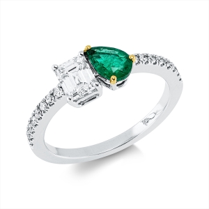 Ring 18 kt WG, Krappen vergoldet