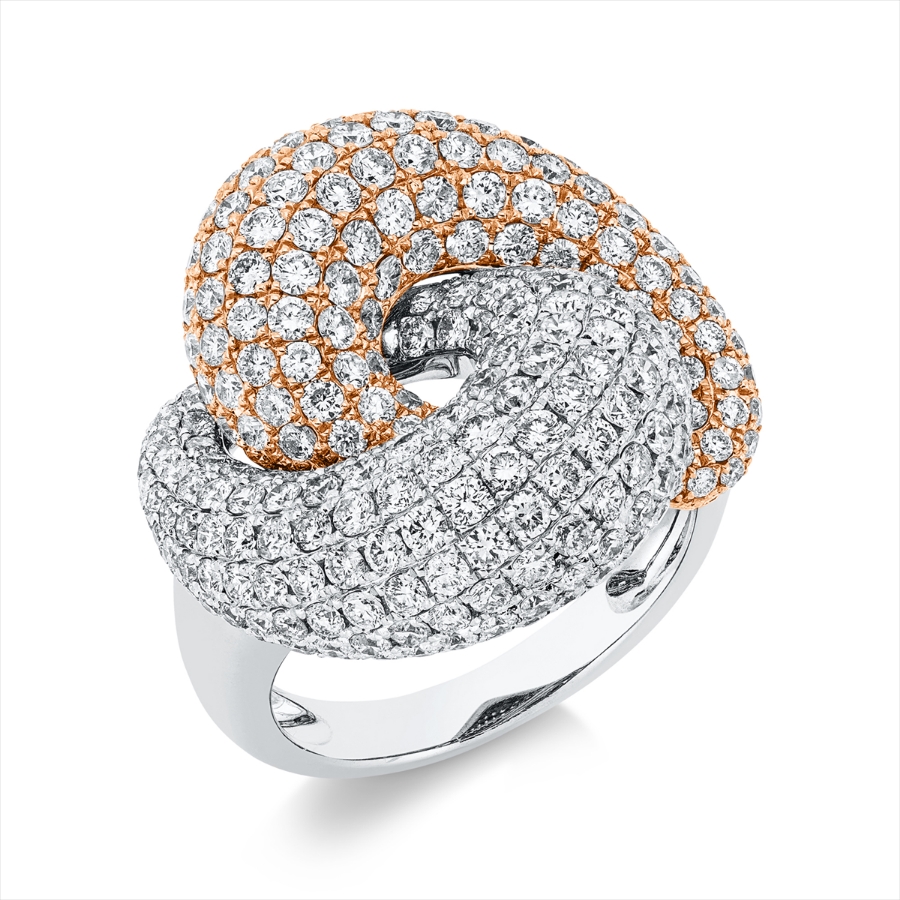 Pavé Ring  18kt Weißgold / Rotgold mit 4,31ct Diamanten