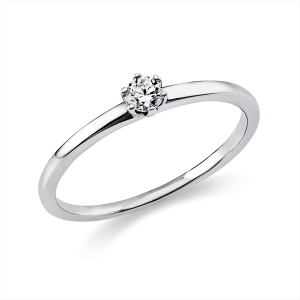 Solitaire Ring 6er-Krappe 14kt Weißgold mit 0,10ct Diamanten