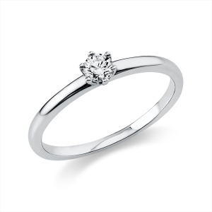 Solitaire Ring 6er-Krappe 14kt Gelbgold mit 0,15ct Diamanten