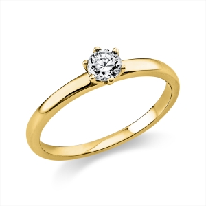 Solitaire Ring 6er-Krappe 14kt Gelbgold mit 0,25ct Diamanten