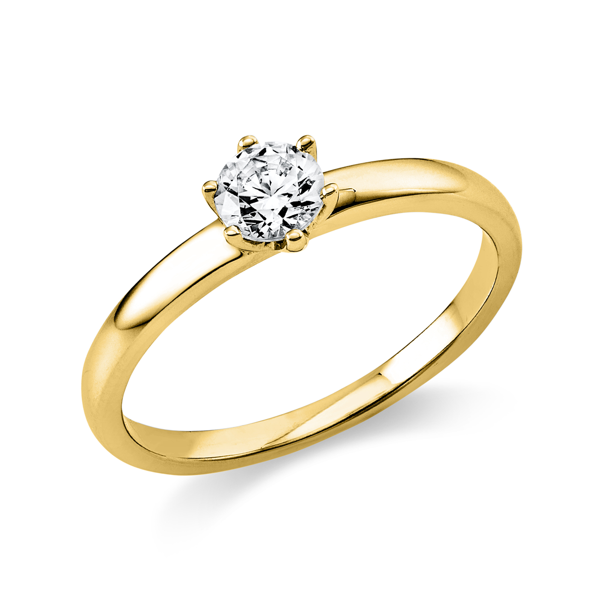 Solitaire Ring 6er-Krappe 14kt Gelbgold GIA1469485596 mit 0,30ct Diamanten