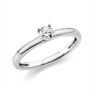 Solitaire Ring 4er-Krappe 14kt Weißgold mit 0,25ct Diamanten